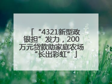 “4321新型政银担”发力，200万元贷款助家庭农场“长出彩虹”